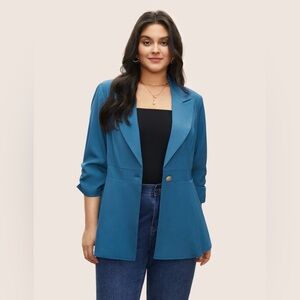 BloomChic Suit Collar Blue Blazer